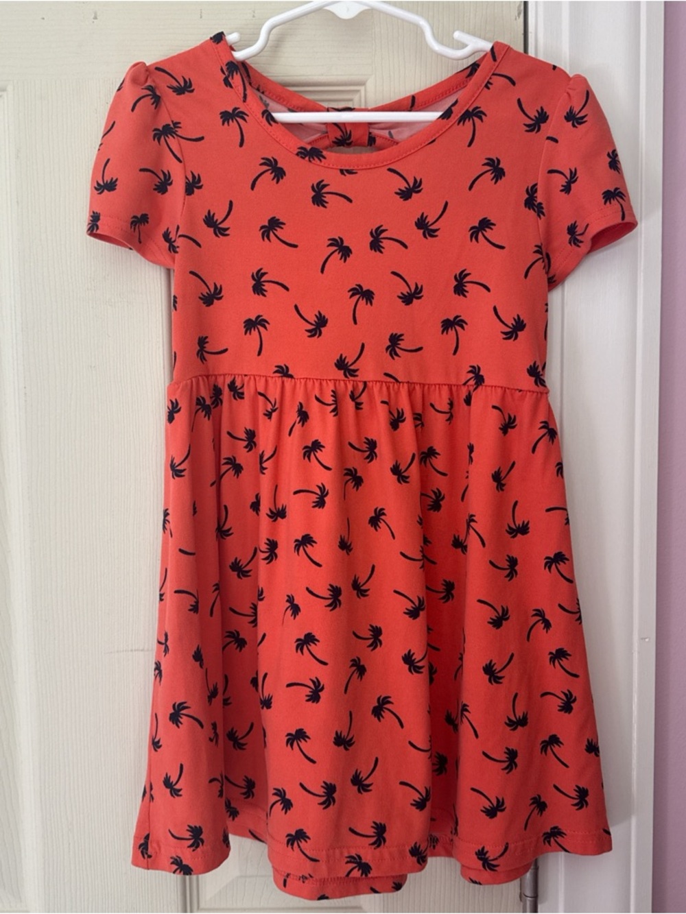 Palm-Print Short Sleeve Dress